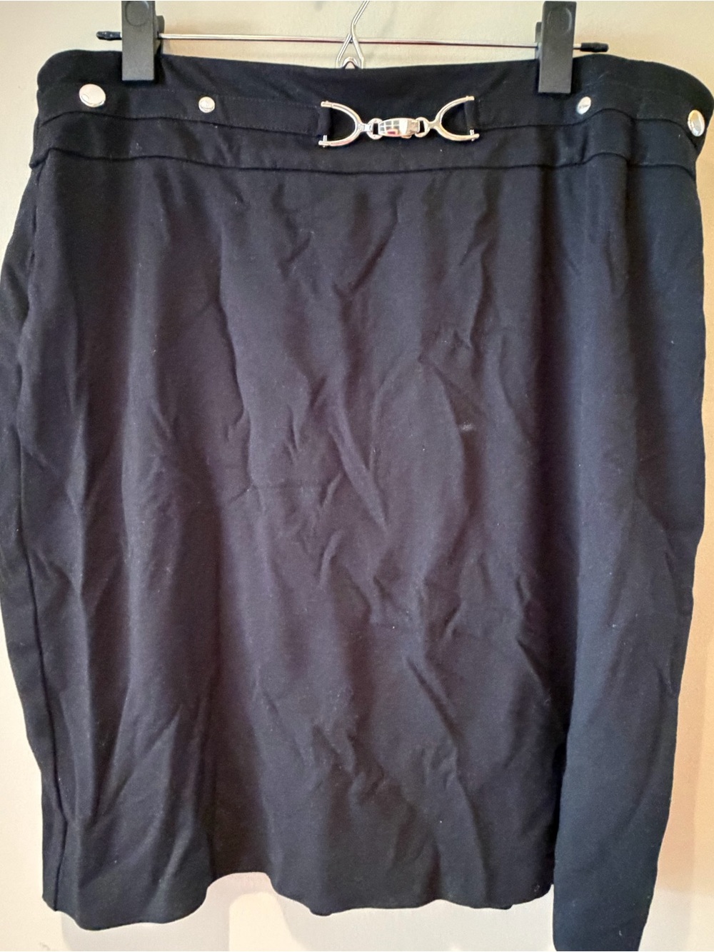 Soho Apparel Black Pencil Skirt with Silver Bit Detail Large